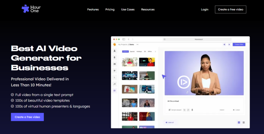Best AI powered video tool Hour One