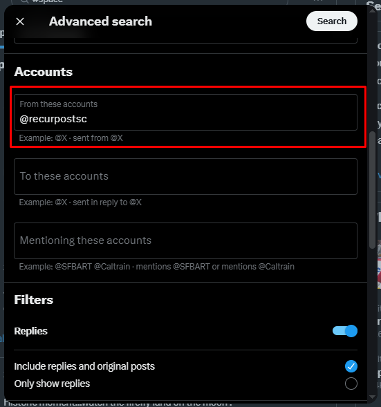 How to search own tweets