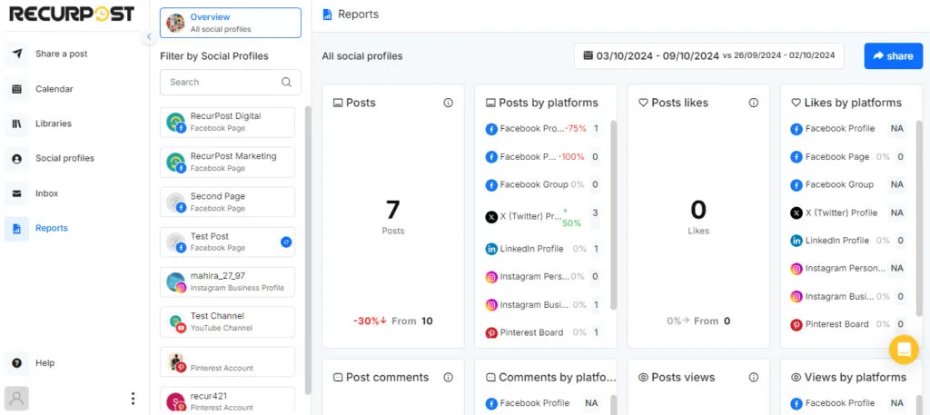 Reports in the sidebar menu