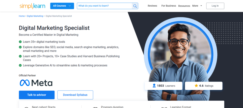 Simplilearn: Digital Marketing Specialist Master’s Program