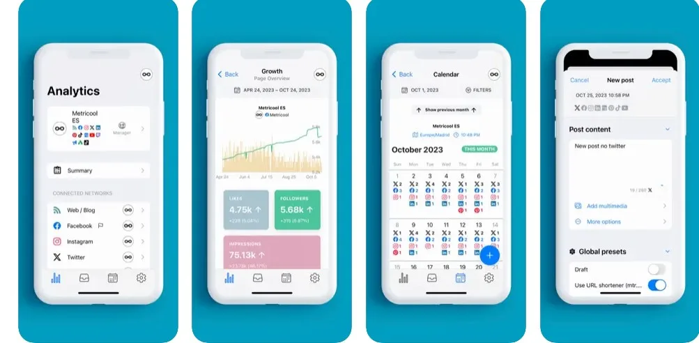 Apps for planning Instagram- Metricool