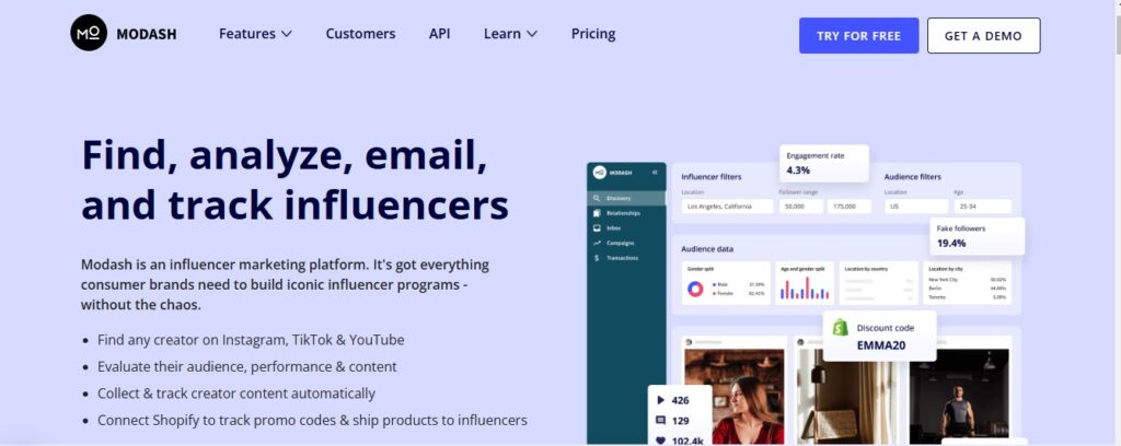 Influencer Management Platform- Modash