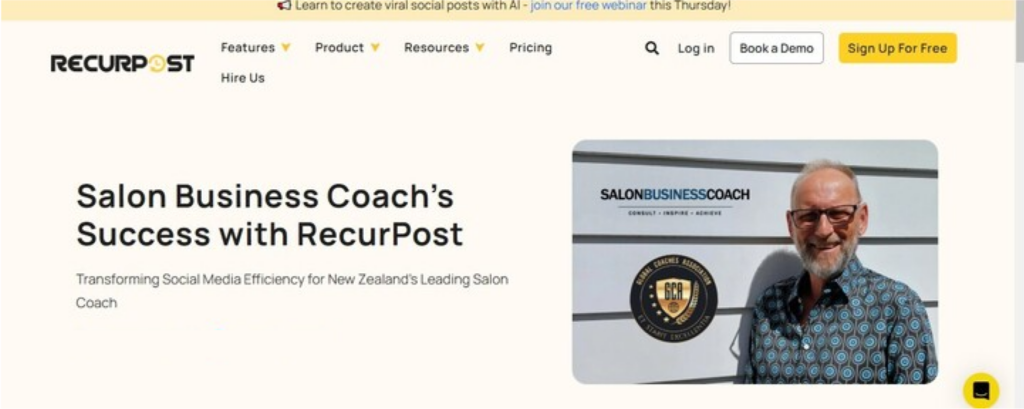 Salon Business Coach’s Success with RecurPost