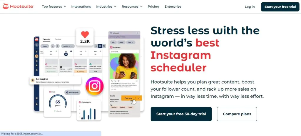 App for planning Instagram- HootSuite