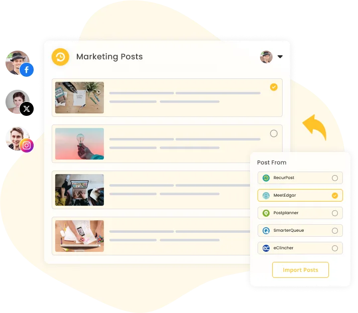import from social while switching tools-import content