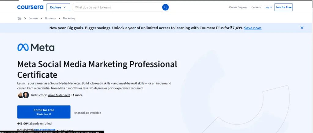 Meta Social Media Marketing Professional Certificate