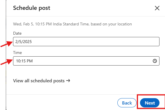 linkedin - schedule a post