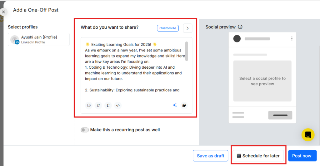 schedule LinkedIn posts