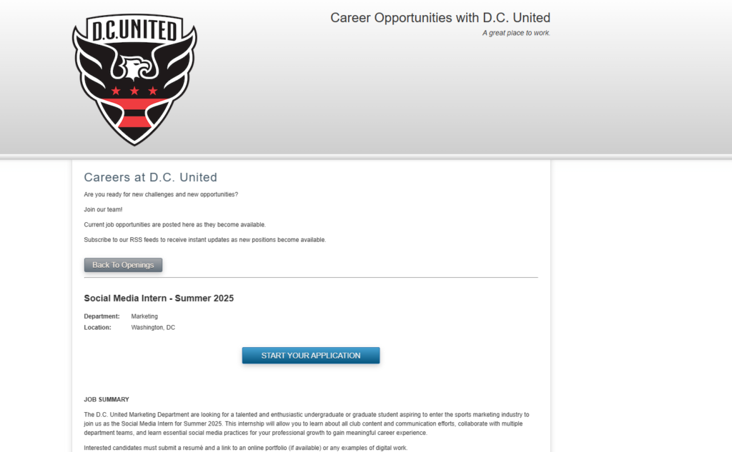 D.C. United- Social Media Internships