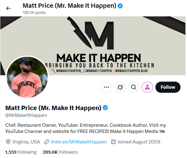 Matt Price twitter profile