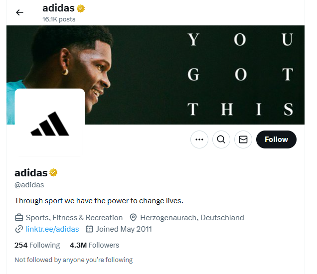 adidas twitter profile