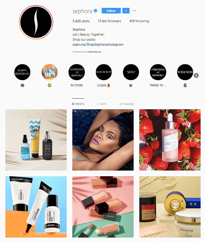 Sephora instagram profile
