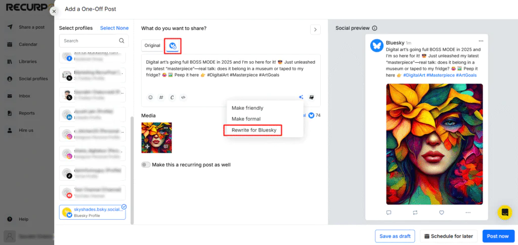 Add hashtags in Bluesky Post