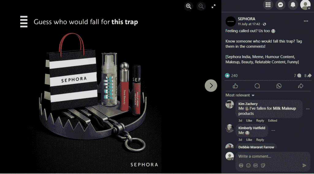 Screenshot of Facebook post from
