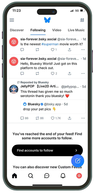 How to Change the Algorithm on Bluesky: 1. Start on the Home Timeline