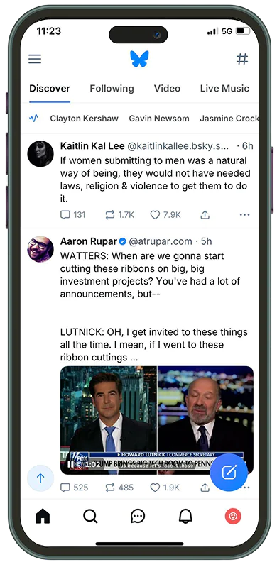 How to Change the Algorithm on Bluesky: 2. Tap the Feed Selector
