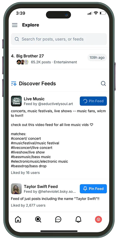 How to Change the Algorithm on Bluesky: 3. Browse or Search for New Feeds