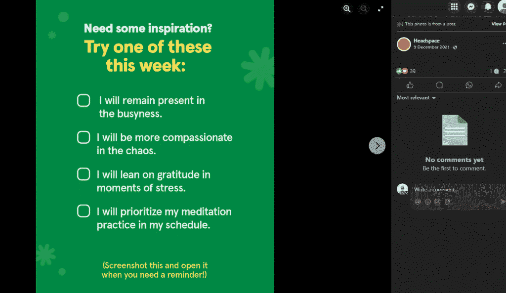 Screenshot of the infographics from headspace
