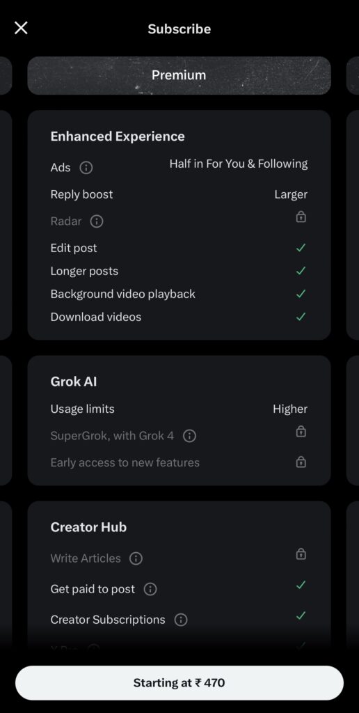 Step 2_ How get verified on twitter select premium Plan (Mobile)