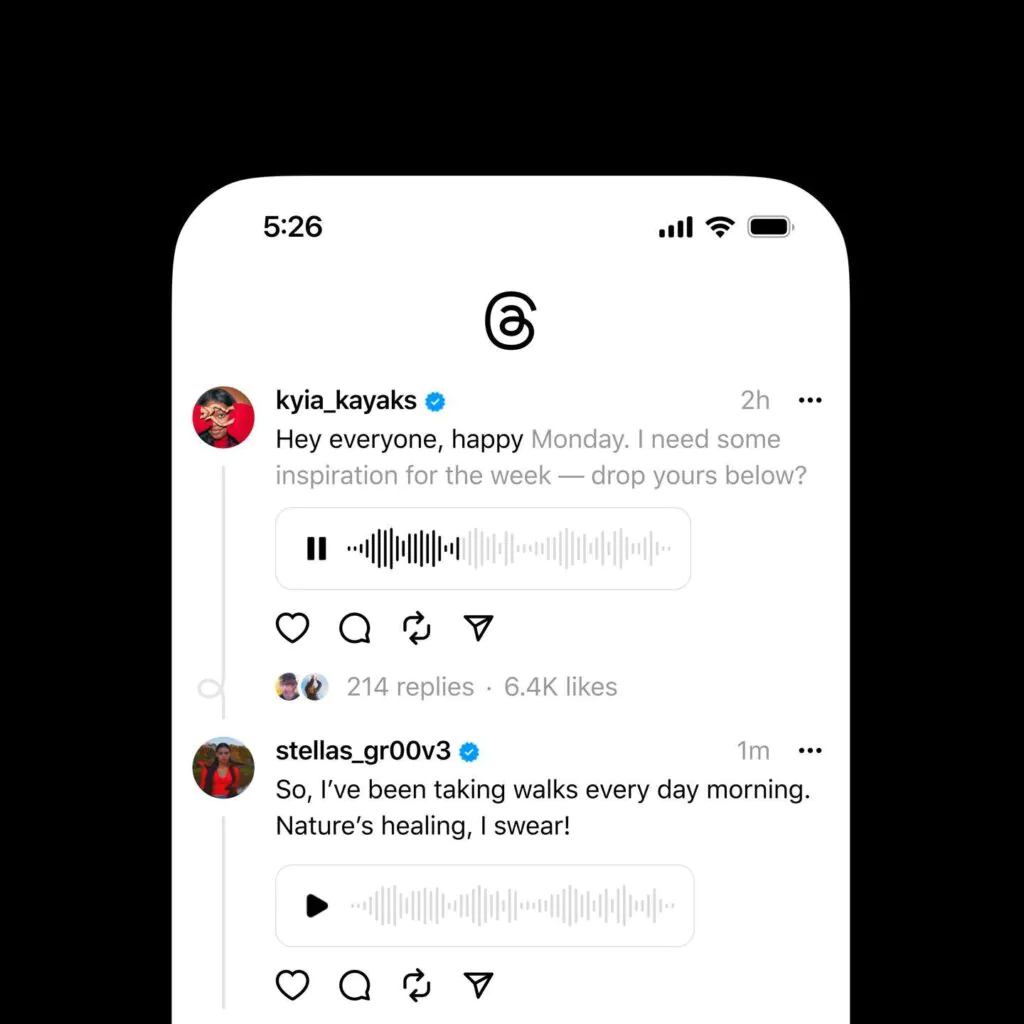 Voice Notes Threads Content Formats