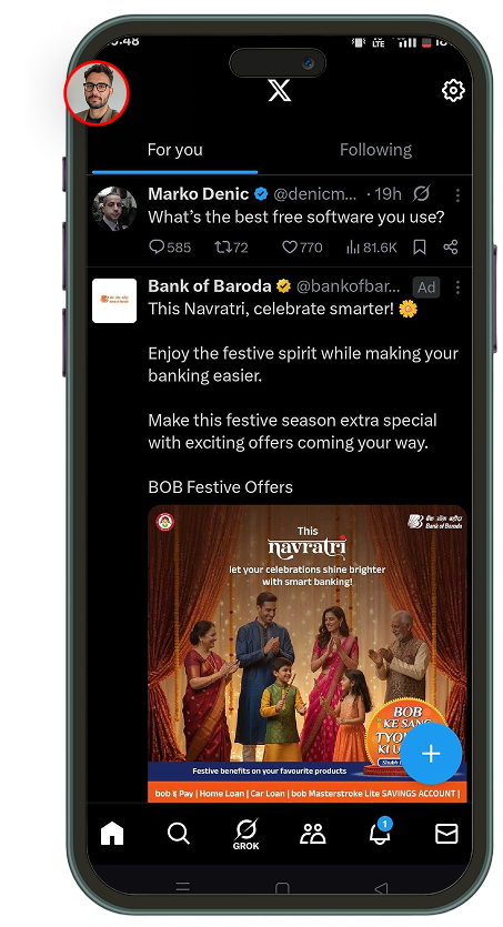 How to Change Your Twitter Handle on Android step 1
