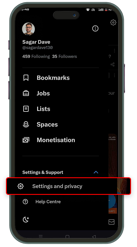 How to Change Your Twitter Handle on Android step 2
