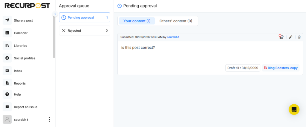 Approval Queues in RecurPost
