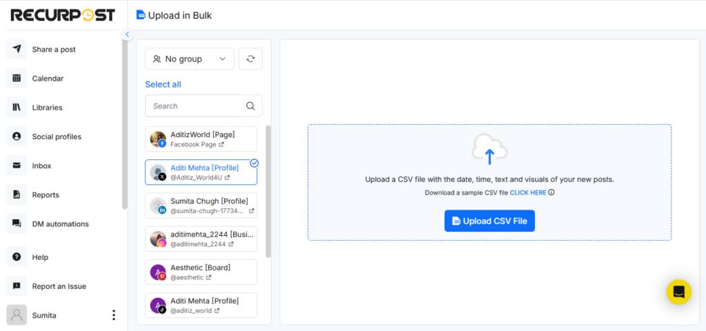 Bulk Scheduling in RecurPost