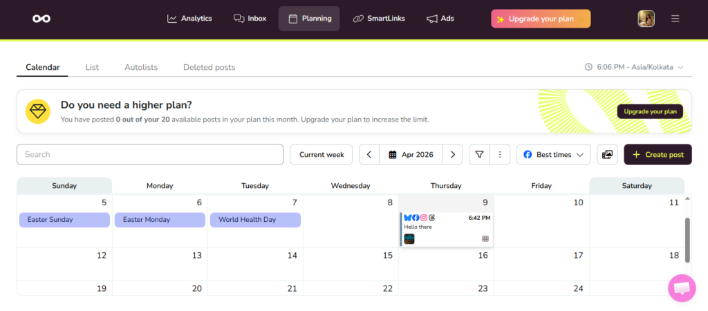 Content Calendar in Metricool