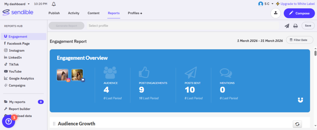 Engagement Overview Report in Sendible