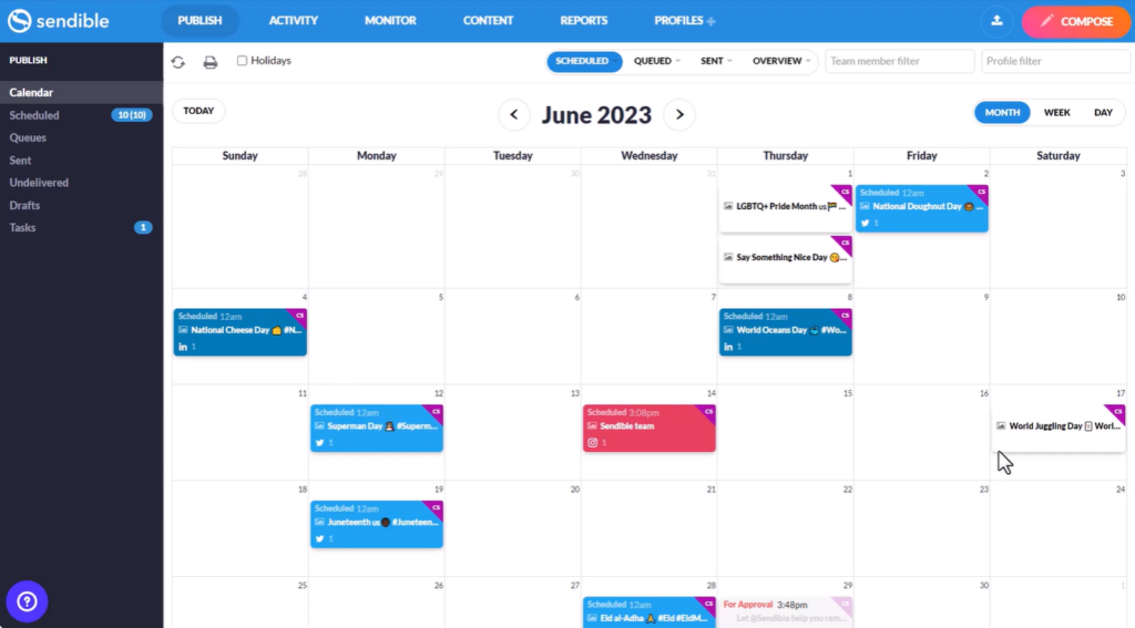Sendible Interface Design Comparison