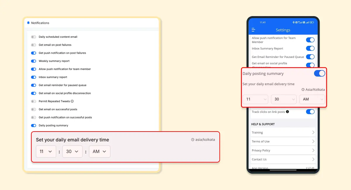 Mail daily summaries feature in RecurPost