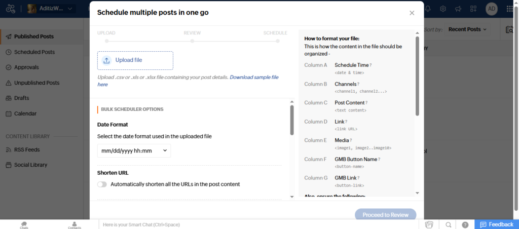 Bulk Scheduling in Zoho Social