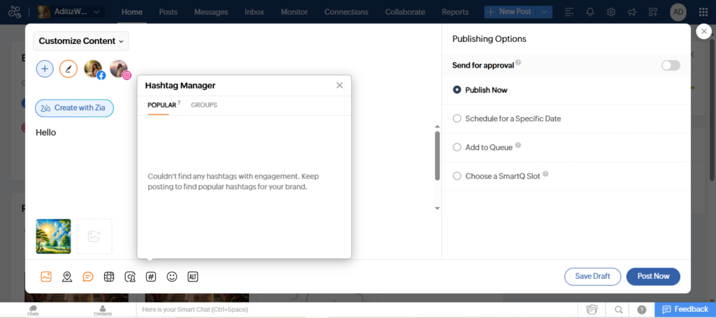 Platform-Wise Customization in Zoho Social