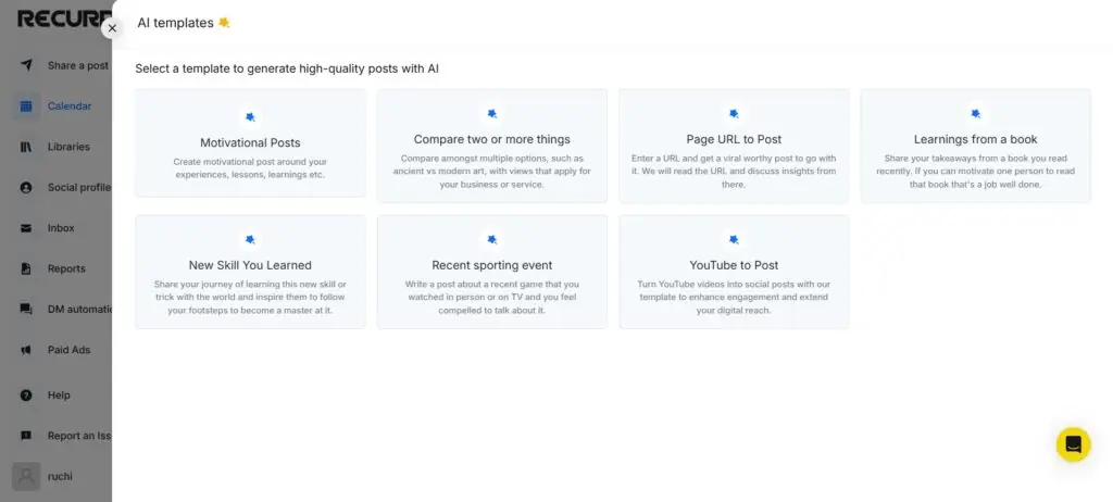 recurpost-ai-features