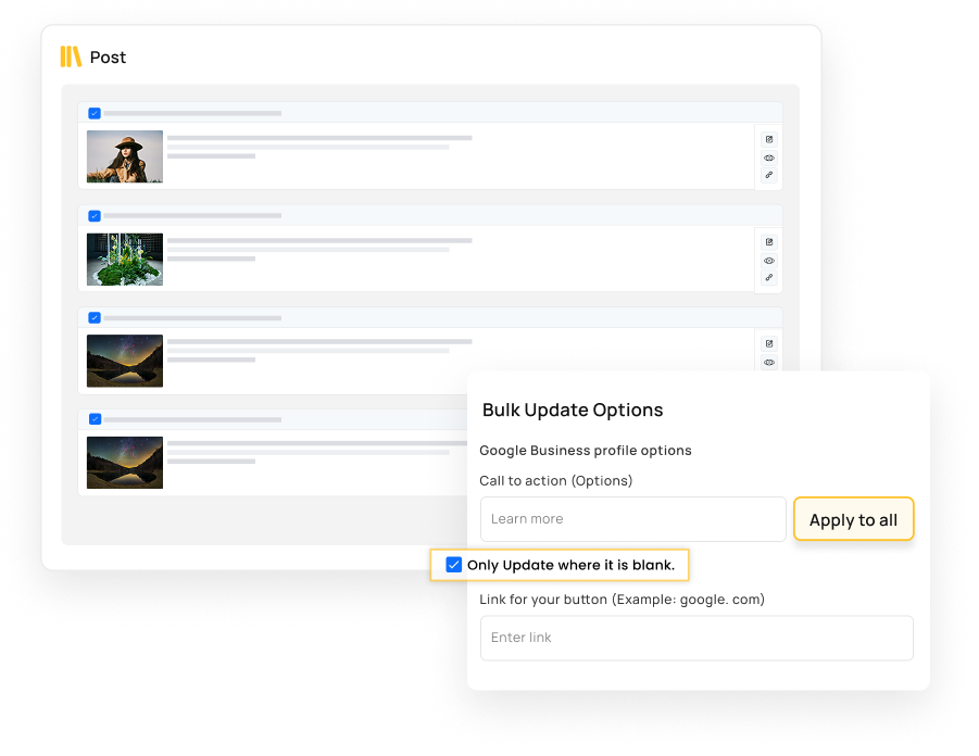 RecurPost bulk update of library captions and CTAs