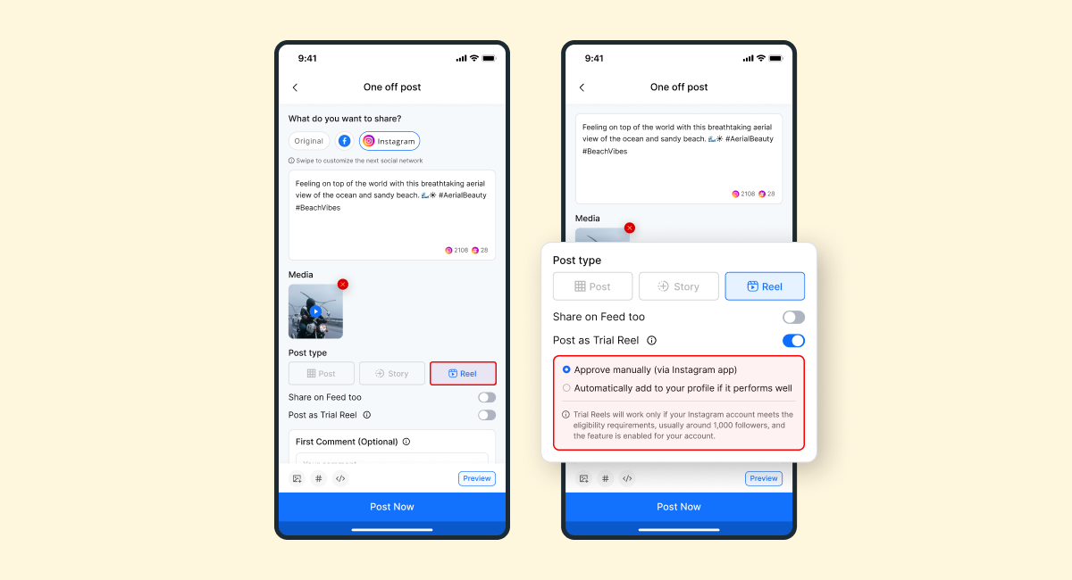 Instagram Trial Reels Support