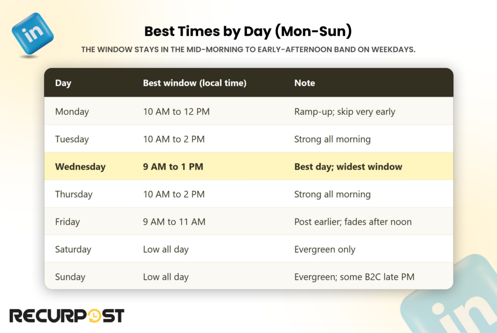 Best Times by Day (Mon-Sun)