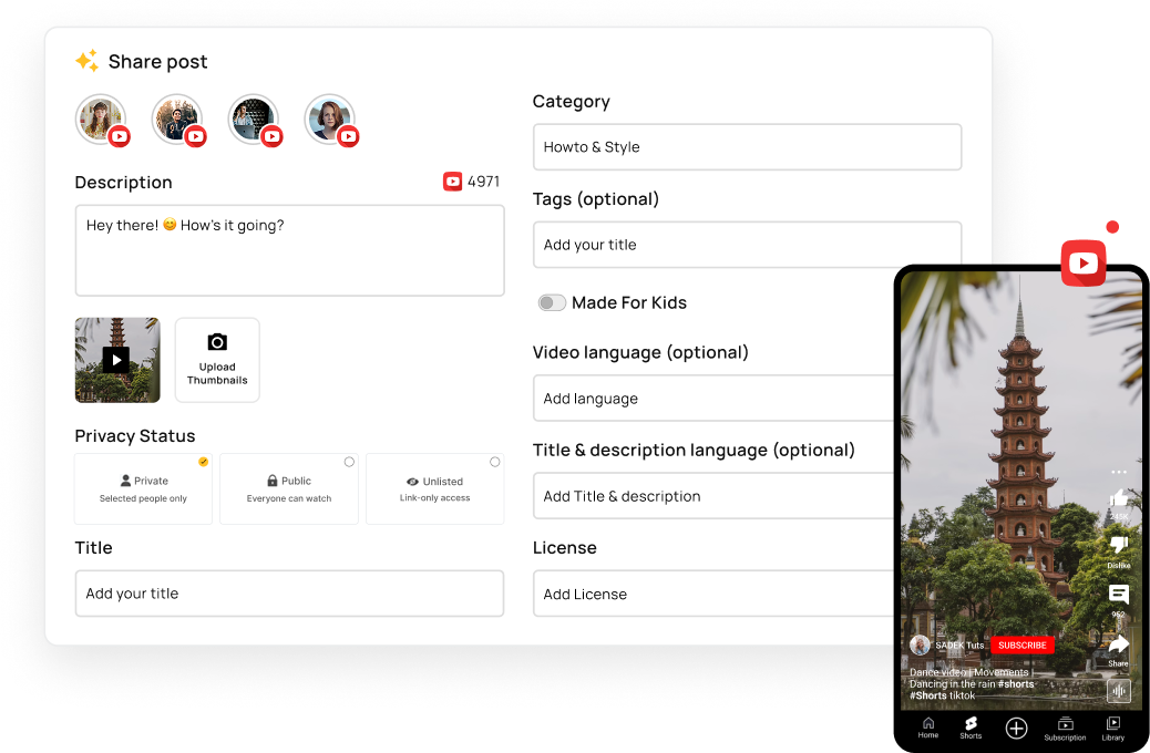 Every YouTube Studio field, set at schedule time