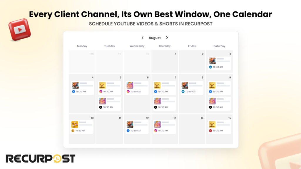 Every client channel, its own best window, one calendar