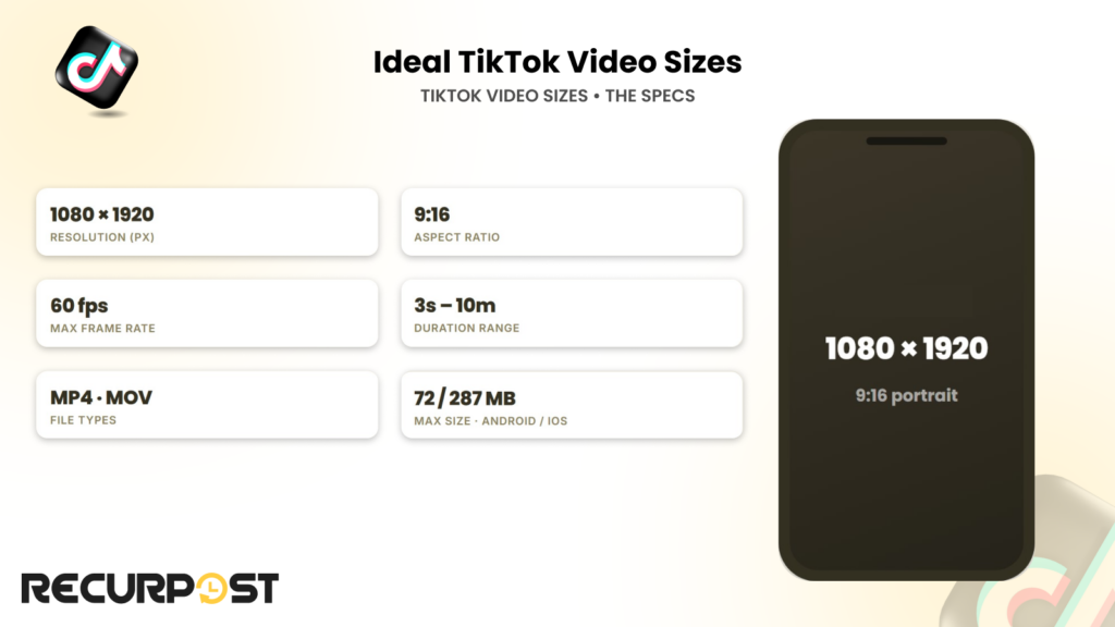 Ideal TikTok video sizes