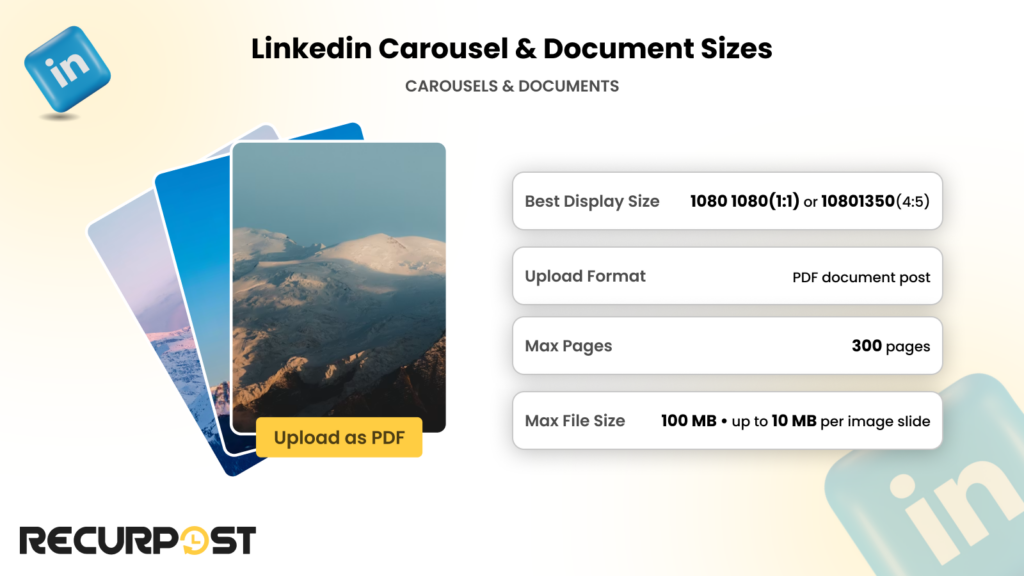 Linkedin carousel & document sizes