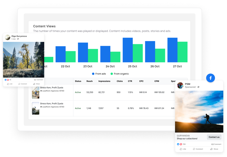 Organic and boosted results in one client report