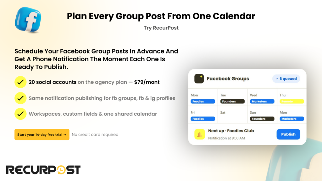 Plan every group post from one calendar