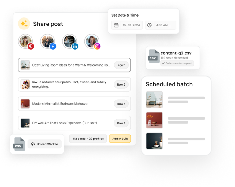 RecurPost Bulk Scheduling to Upload to Social Media Posts