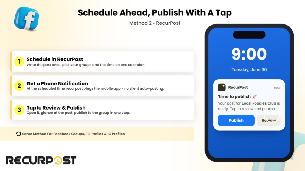 Schedule ahead, publish with a tap