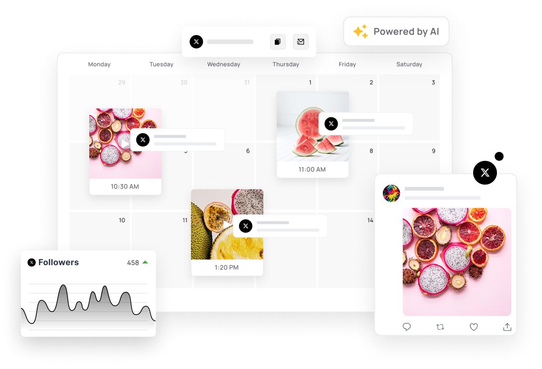 Schedule tweets and threads for every client account