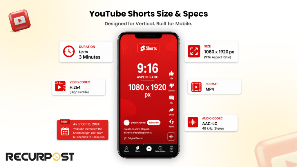 YouTube Shorts Size & Specs