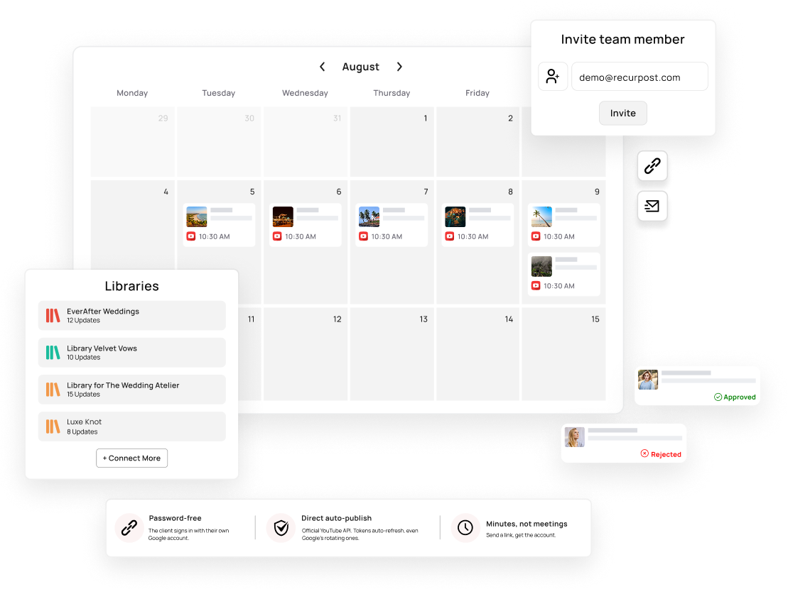 client invite to published post YouTube
