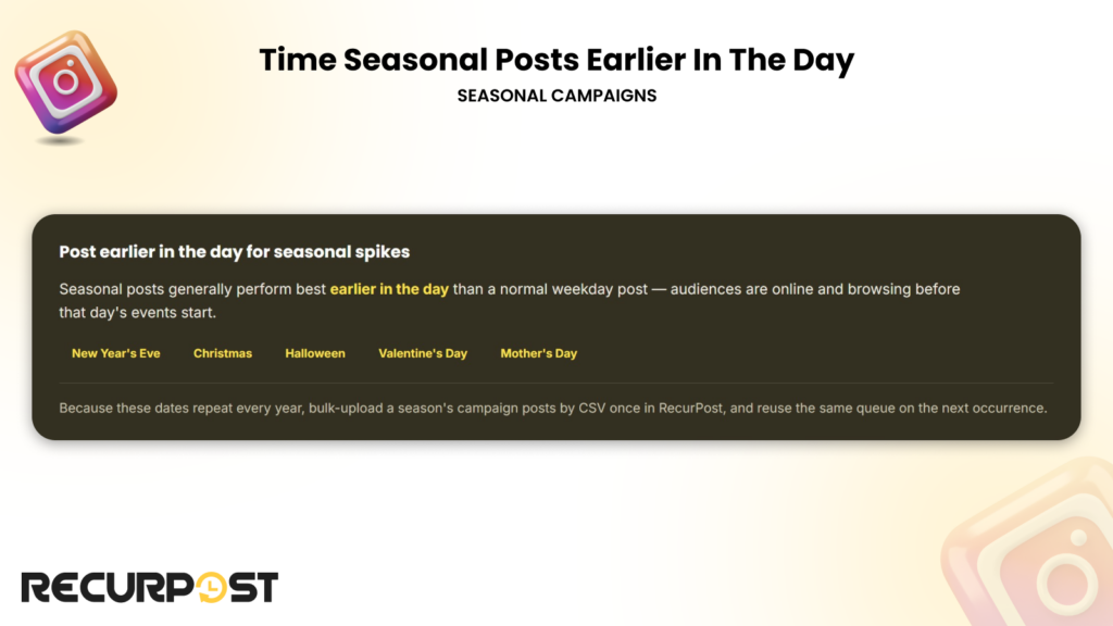 time seasonal posts earlier in the day